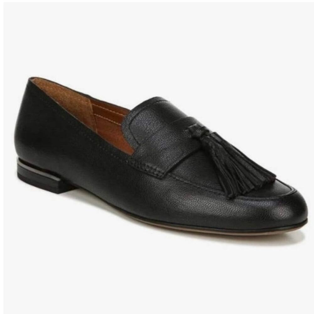 Franco Sarto Brixley Loafers Size 9.5 Black Leather Flats Slip On Shoes